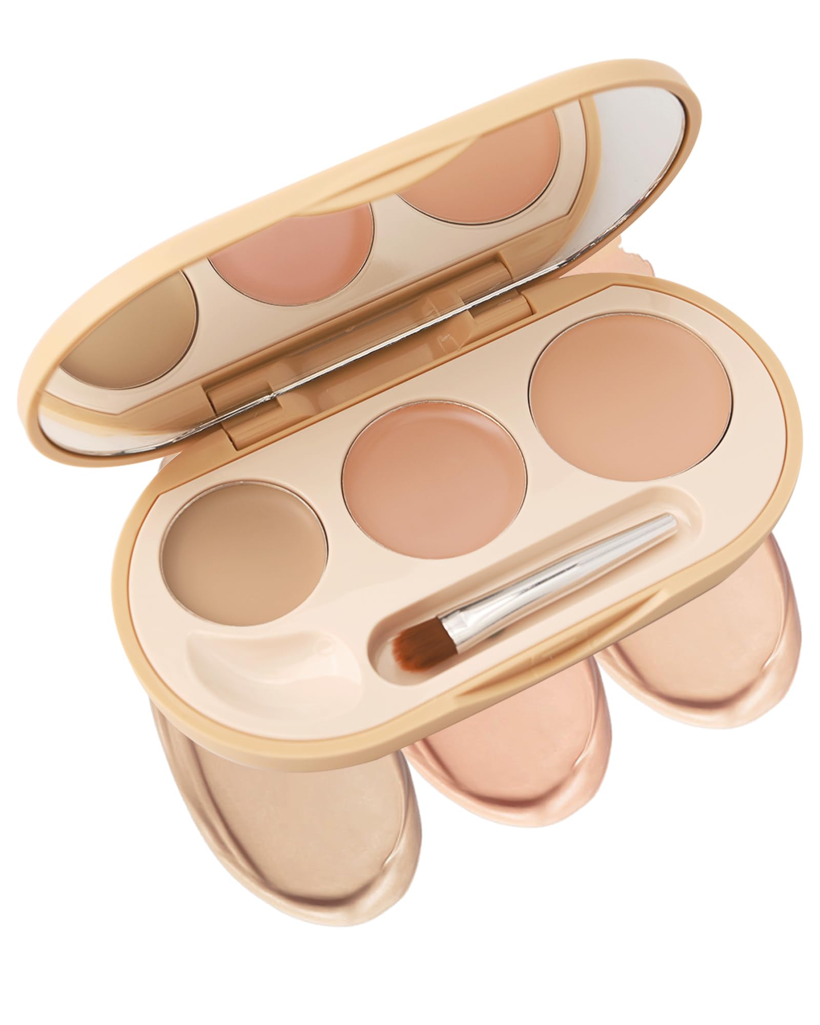 Concealer Full Coverage Set,3 In 1 Correcting Concealer Palette,Waterproof Longlasting Blendable Contour Cream Kit for Dark Circle,under Eye Brightene