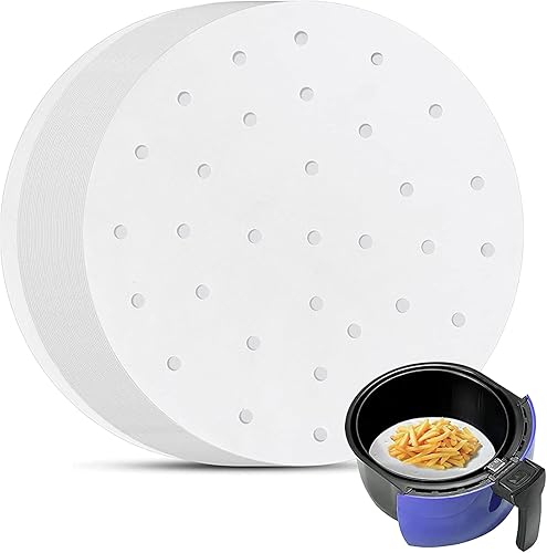 YQL Forro para freidora de aire de 7 pulgadas, 200 piezas de papel pergamino para freidora de aire, papel pergamino perforado precortado para