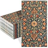 100 Pack William Morris Guest Napkins Vintage Floral Blue Paper Napkins Disposable Paper Hand Towels Dinner Baby Shower Party Supplies Decorative Napkins - 4.3 X 7.8 Inches