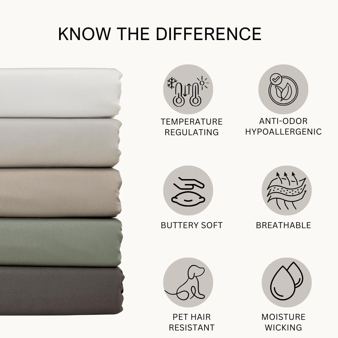DELITE | Bamboo Lyocell Duvet Cover | Organically Grown | Luxuriously Soft | Zipper Closure | King | Stone