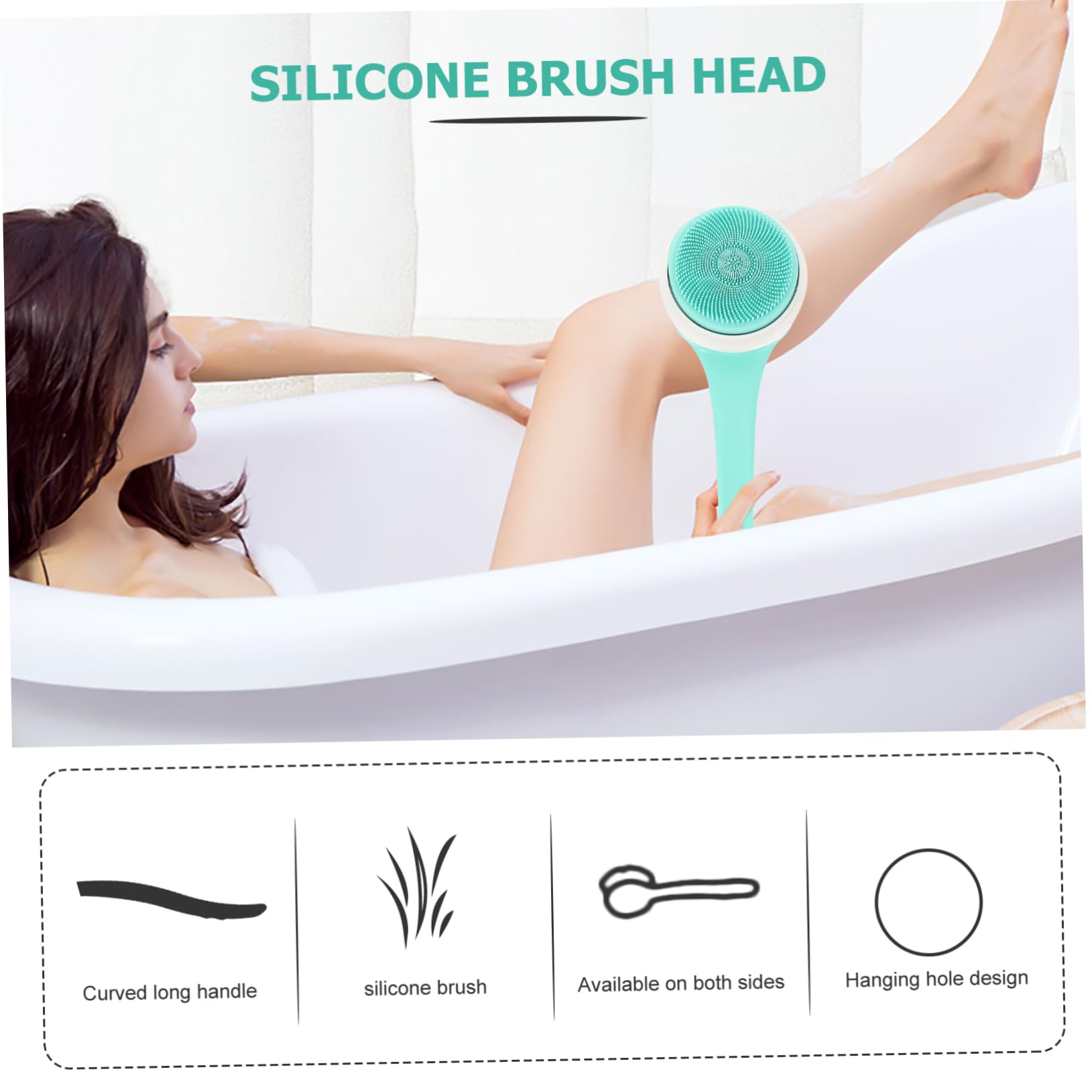 Baluue Spazzola Per Schiena Doccia in Silicone Sicura Velocità Esfolianti Testina Rimovibile Per Pulizia Profonda Del Corpo Design Per Appendere Pratica Per Uso Quotidiano