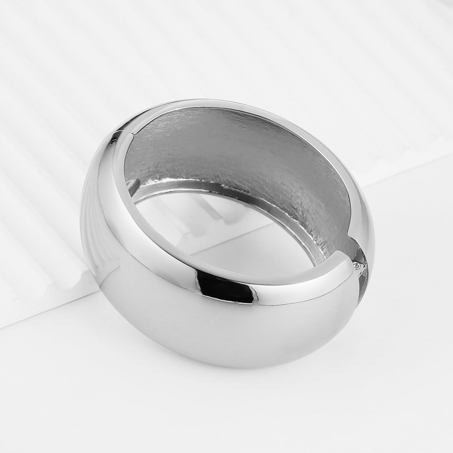 HZMAN 18K Gold Plated Wide Cuff Bracelet for Women - Premium Alloy Shiny Polished Double Layer Statement Bangle, Trendy Daily Wear Party Jewelry Accessory - Image 5