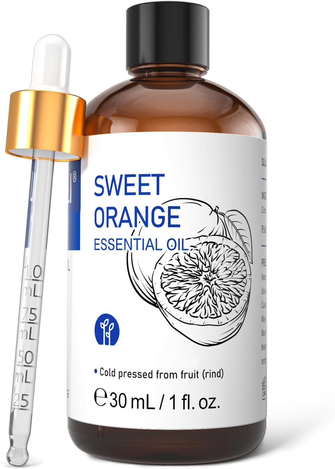 HIQILI Sweet Orange Essential Oil for Diffusers & Skin Care-30ml (1 fl oz) | Aromatherapy for Relax & Air Freshening, DIY Orange Perfume, Cleaning Spray, Candle & Soap Making, Facial Moisturizing