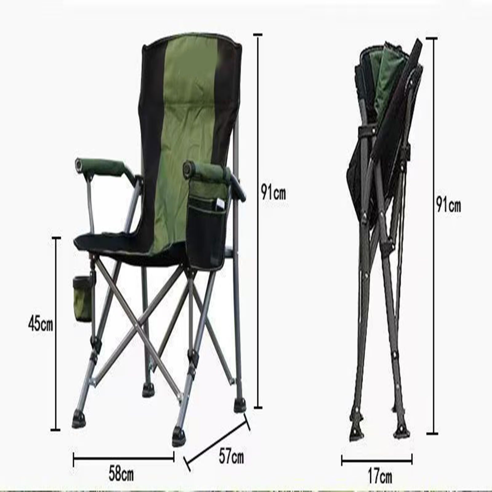 Chaise de Camping Pliable Surdimensionnée Portable avec Porte Gobelets et Accoudoirs Cadre Stable pour Extérieur Intérieur Camping Pêche Couleur Noir Gris E