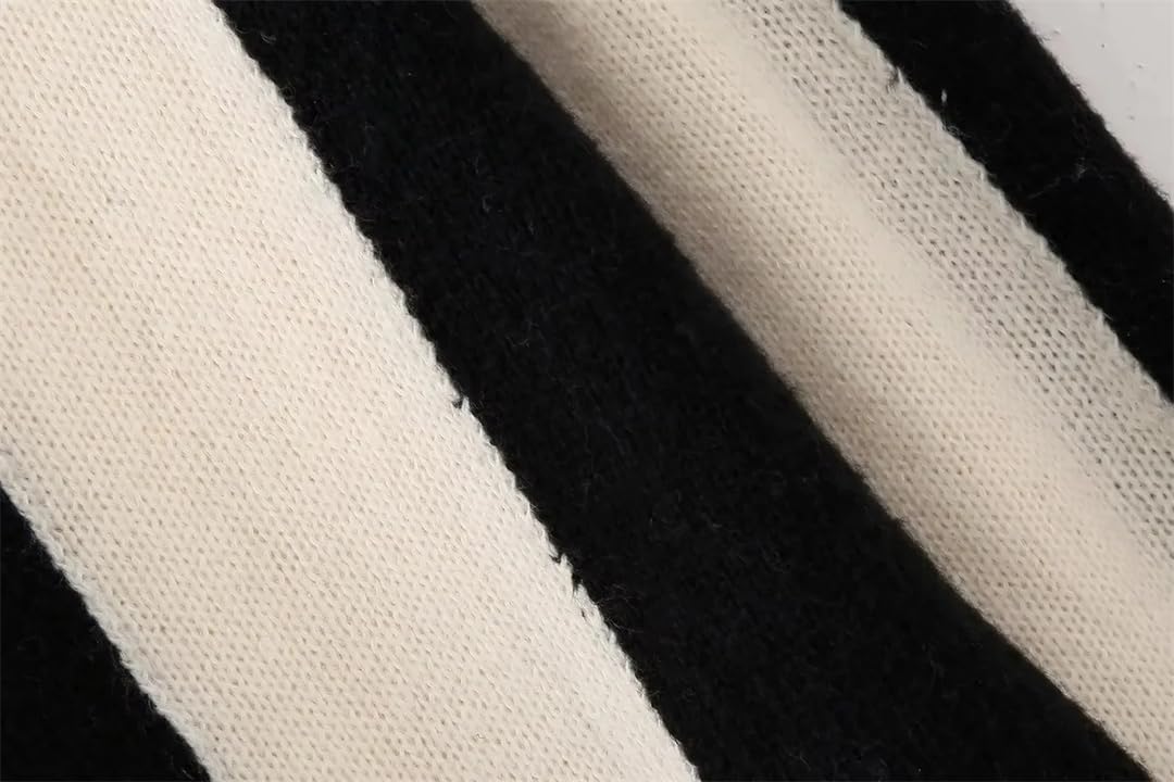 Maglione da donna a collo alto a righe lavorato a maglia a maniche lunghe casual allentato pullover maglione top