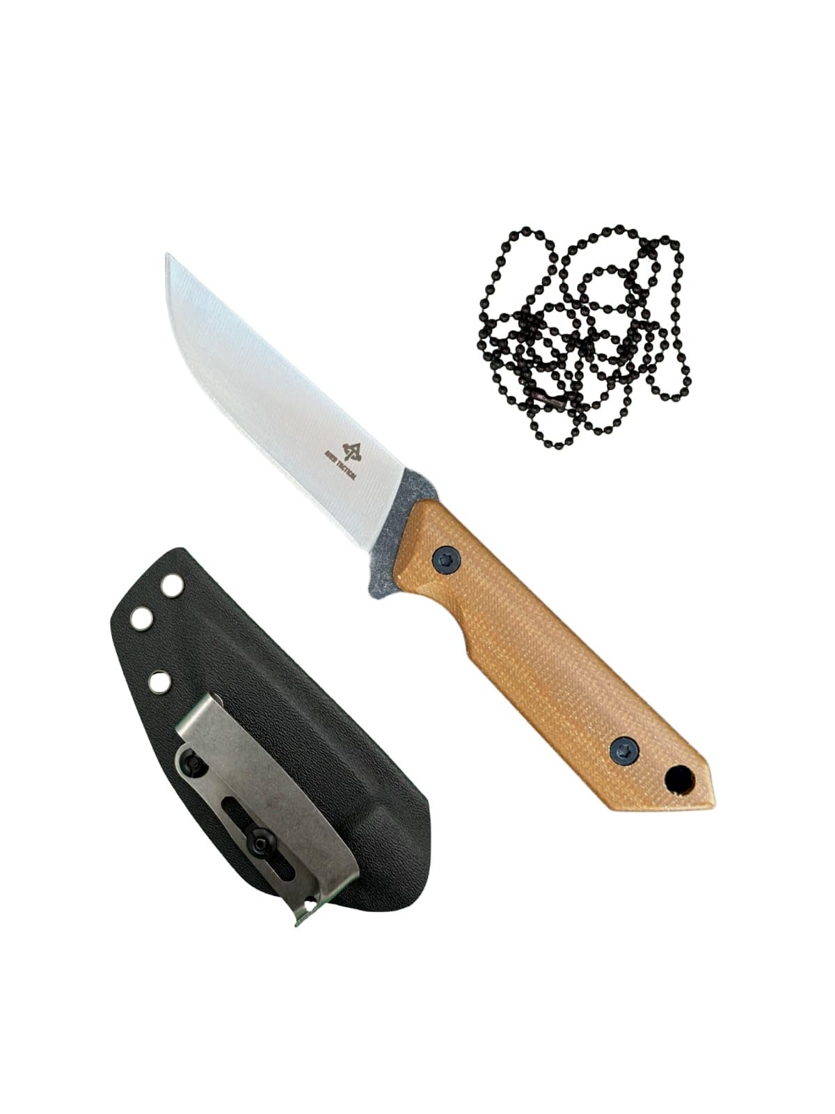 Fixed Blade, 3D Micarta Scales, EDC With Kydex Sheath, Ideal for Skinning, Survival, Camping, Hunting & Outdoors. Tactical Full Tang Knife (B-03)