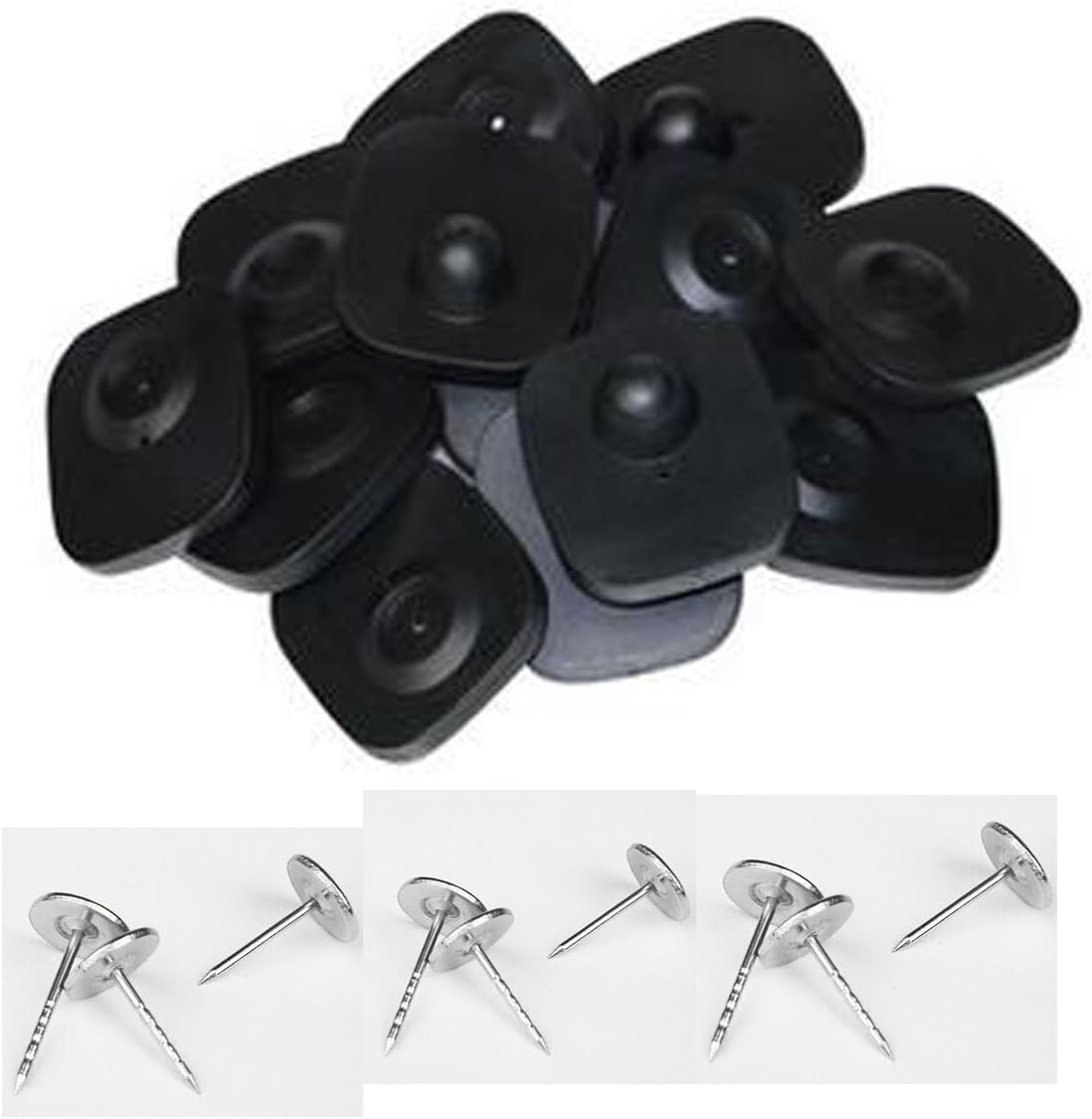 Security Checkpoint, 1000PCS/Carton Mini Square Hard Tags Reusable Clothing Tag with Pins Compatible with RF 8.2Mhz EAS Checkpoint Security System (Black)