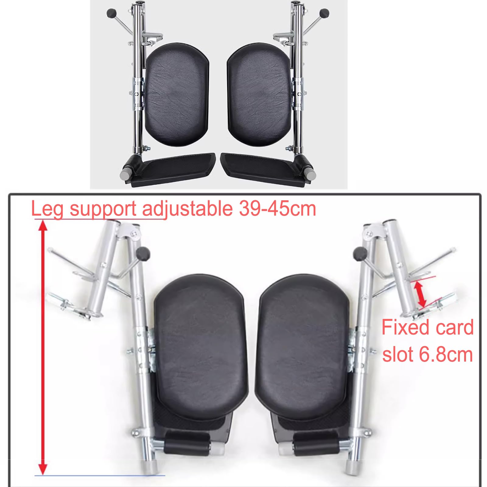 Reposapiés para silla de ruedas con almohadillas acolchadas para pantorrillas, 90-180° ajustable, fácil instalación para sillas de ruedas, ideal para ancianos y discapacitados