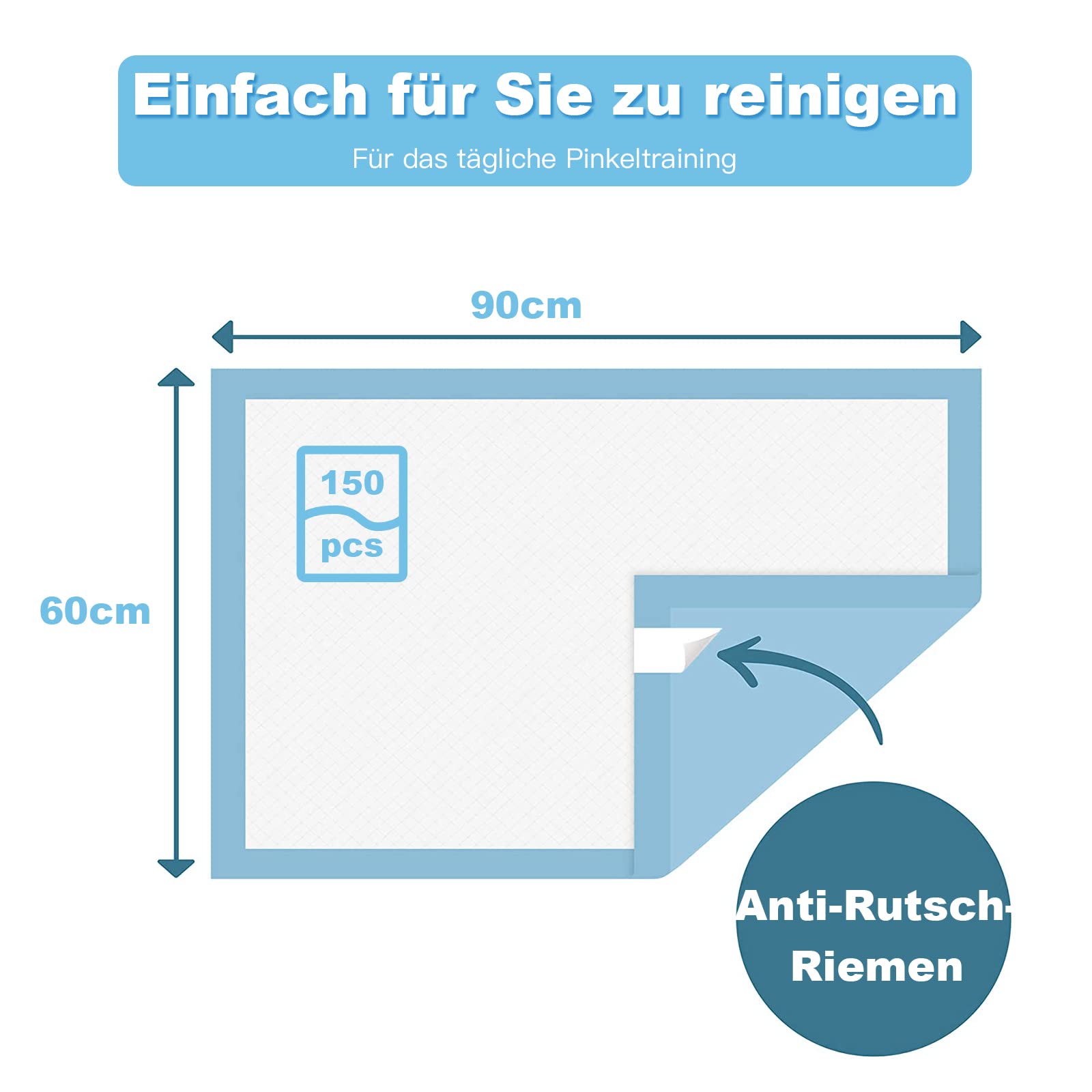 GOPLUS Trainingsunterlagen für Haustier, Welpen Toilettenmatte, Welpenunterlagen, Super Saugfähig, Wasserdicht mit PE-Folie, für Hunde und andere Haustiere (60 × 90 cm, 150 Stück)