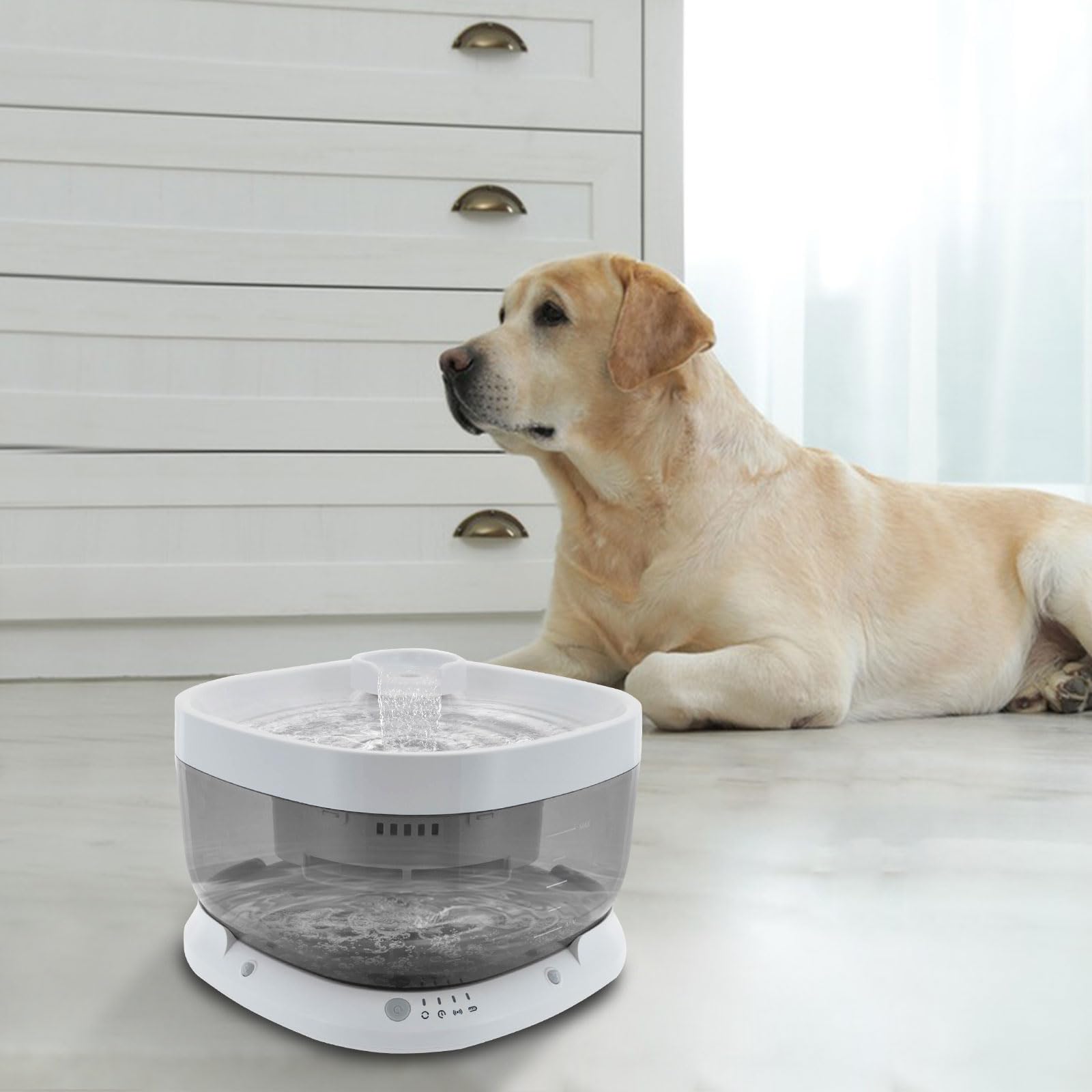 Dispensador de agua para animales de 7 litros "blanco" con adaptador USB, fuente automática para perros y gatos, bomba silenciosa, diseño antigoteo y estándar de seguridad europeo