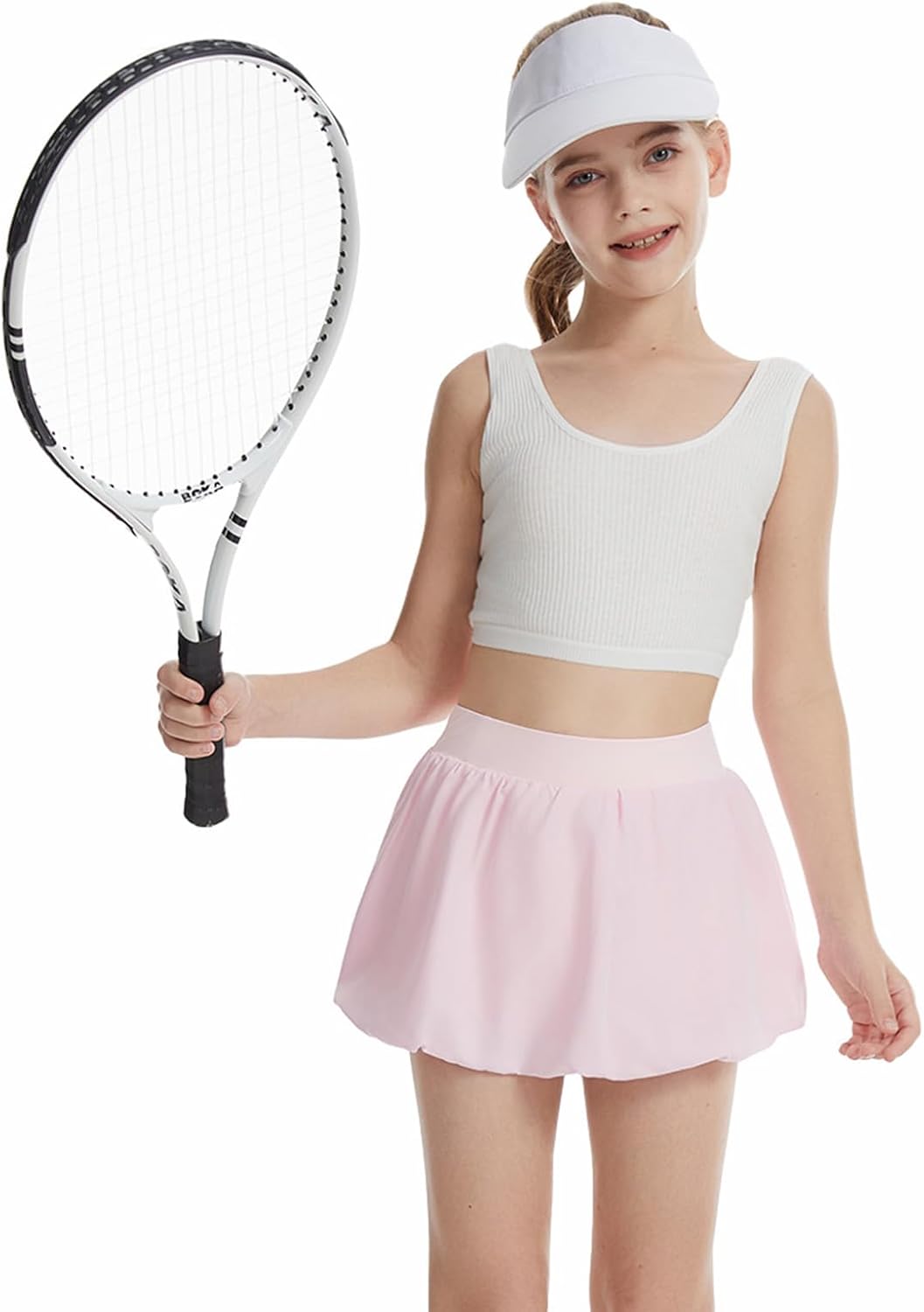 Girls Bubble Tennis Skirts with Inner Shorts Pockets Ruffle Athletic Running Skort 3-14 Years - Image 4