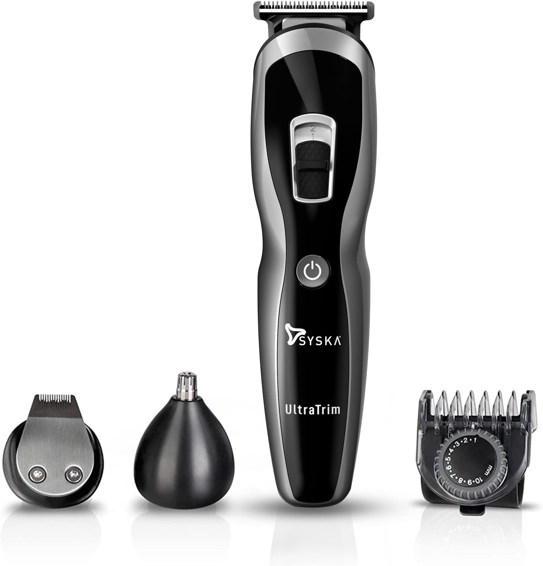 SYSKA HT3333K Corded & Cordless Stainless Steel Blade Grooming Trimmer with 60 Minutes Working Time; 10 Length Settings (Black)