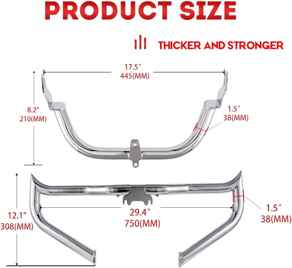 1.5" Chopper Crash Bar Engine Guard Highway Freeway Bar for Harley Davidson CVO Road Glide 2015-2023 (Chrome)