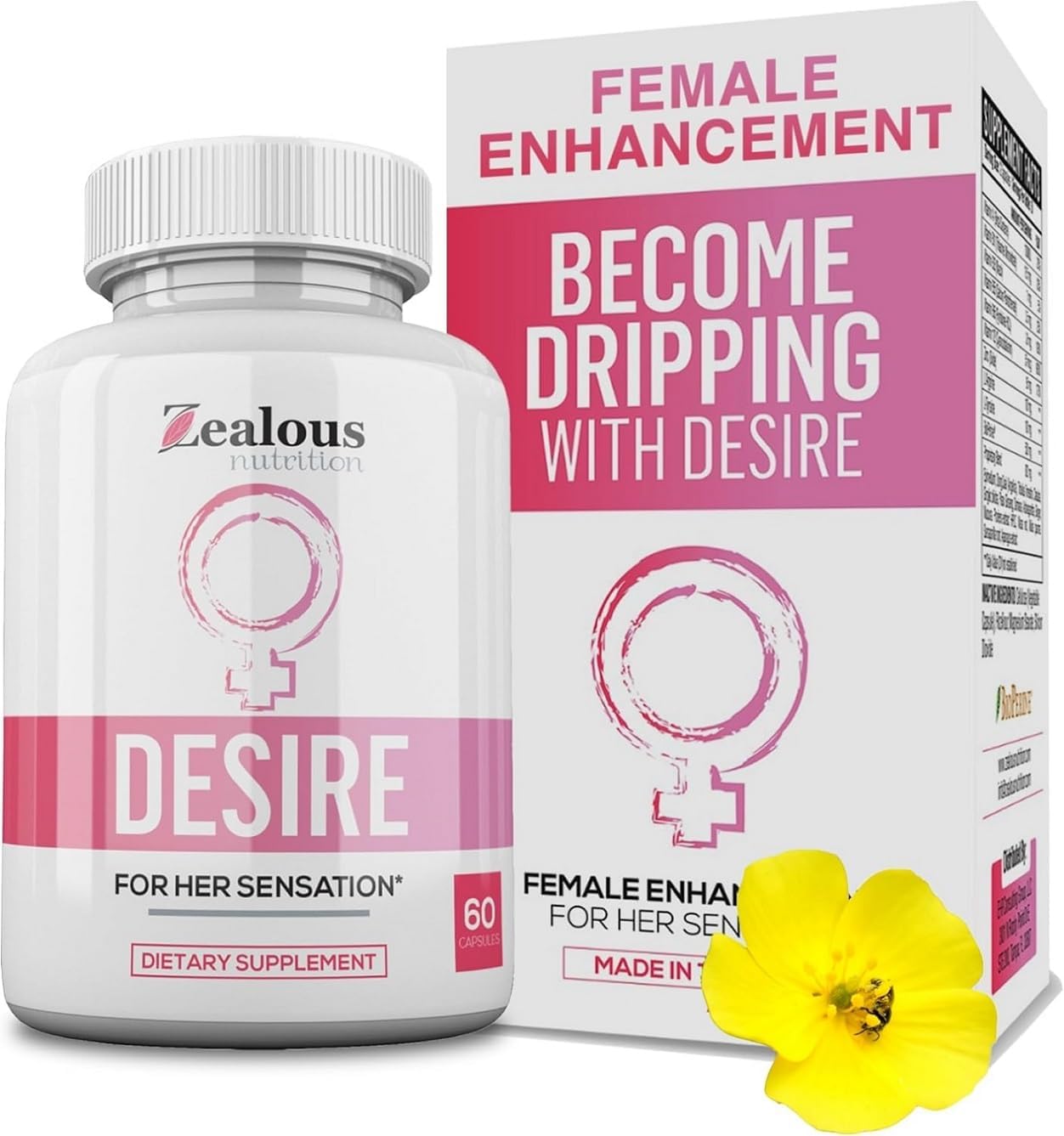 Desire Female Drive Enhancement Pills for Women โ Libido Support Supplement โ Passion, Excitement & Sensitivity Support - Energy & Vitality Formula - Daily Female Wellness Capsules (1 Pack)