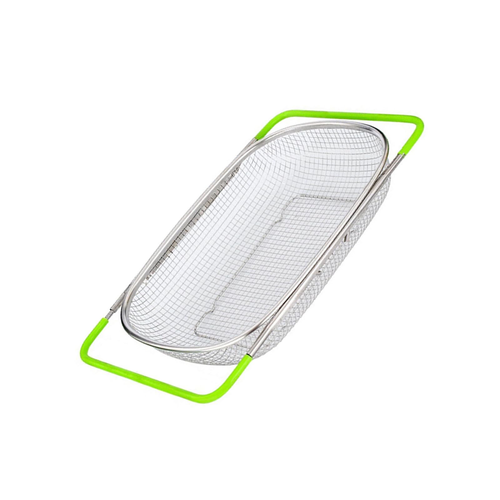 Kitchen Over Sink Drain Basket, Extendable Stainless Steel Colander Basket for Rinsing Produce and Daily Meal Prep Expandable Sink Produce Rinse Holder Prep Drain Rack Kitchen Colander Tray Oval Wash