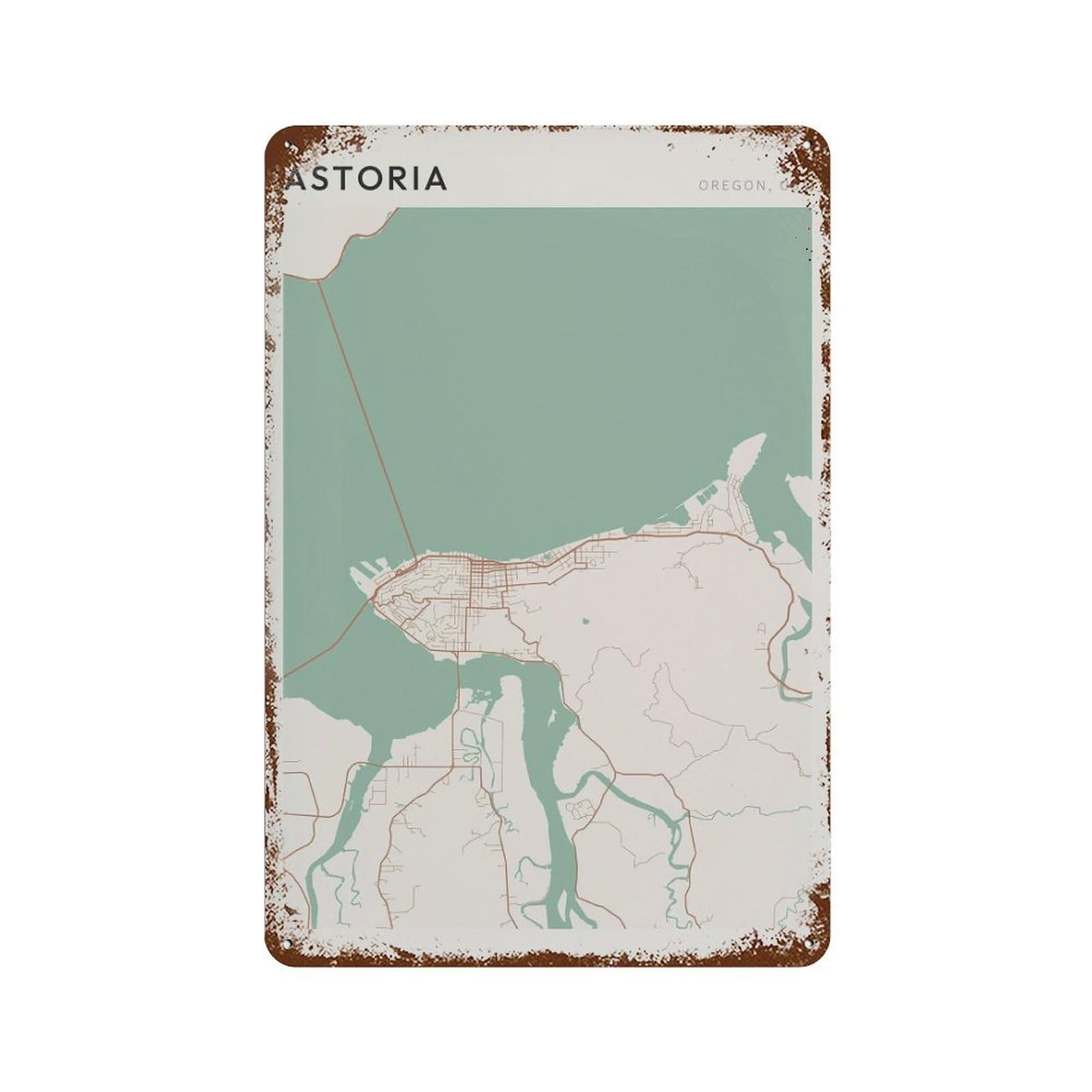 xiaoxiaoshen Astoria Map Oregon Travel Gift Farmhouse Decor (2) Wall Decor Art Metal Tin Poster Modern Home Decor Art Home Bar Shop Decorations Vintage Sign 30x20cm