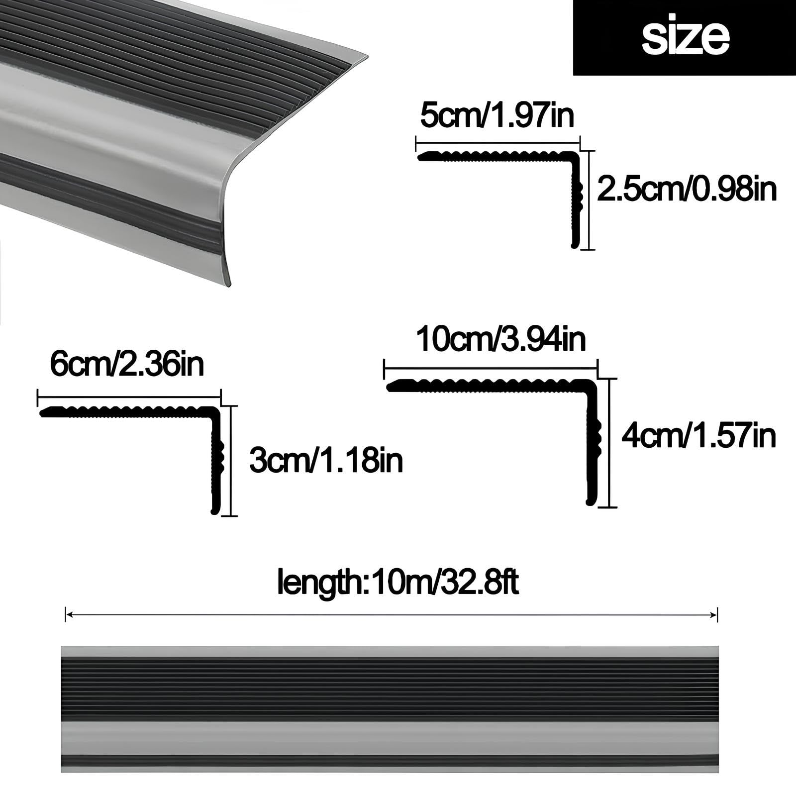 10m Perfil De Borde De Escalera Antideslizante De Goma Para Peldaños, Autoadhesivo Protector De Borde De PVC Tiras Protectoras Para Interiores Y Exteriores(Yellow,5cmx2.5cmx10m)