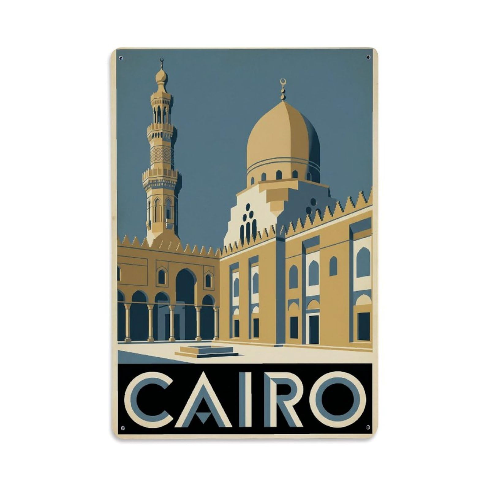 Gead 8X12inch Style Vintage Travel Cairo Minaret Metal Tin Sign