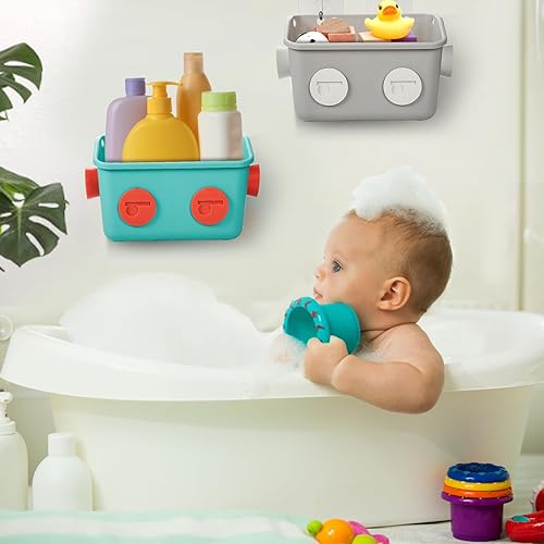 Miniatura 5 de Paquete de 6 cestas organizadoras de almacenamiento de juguetes de baño, estante de plástico para colgar en la pared, lindo estante de cocina de