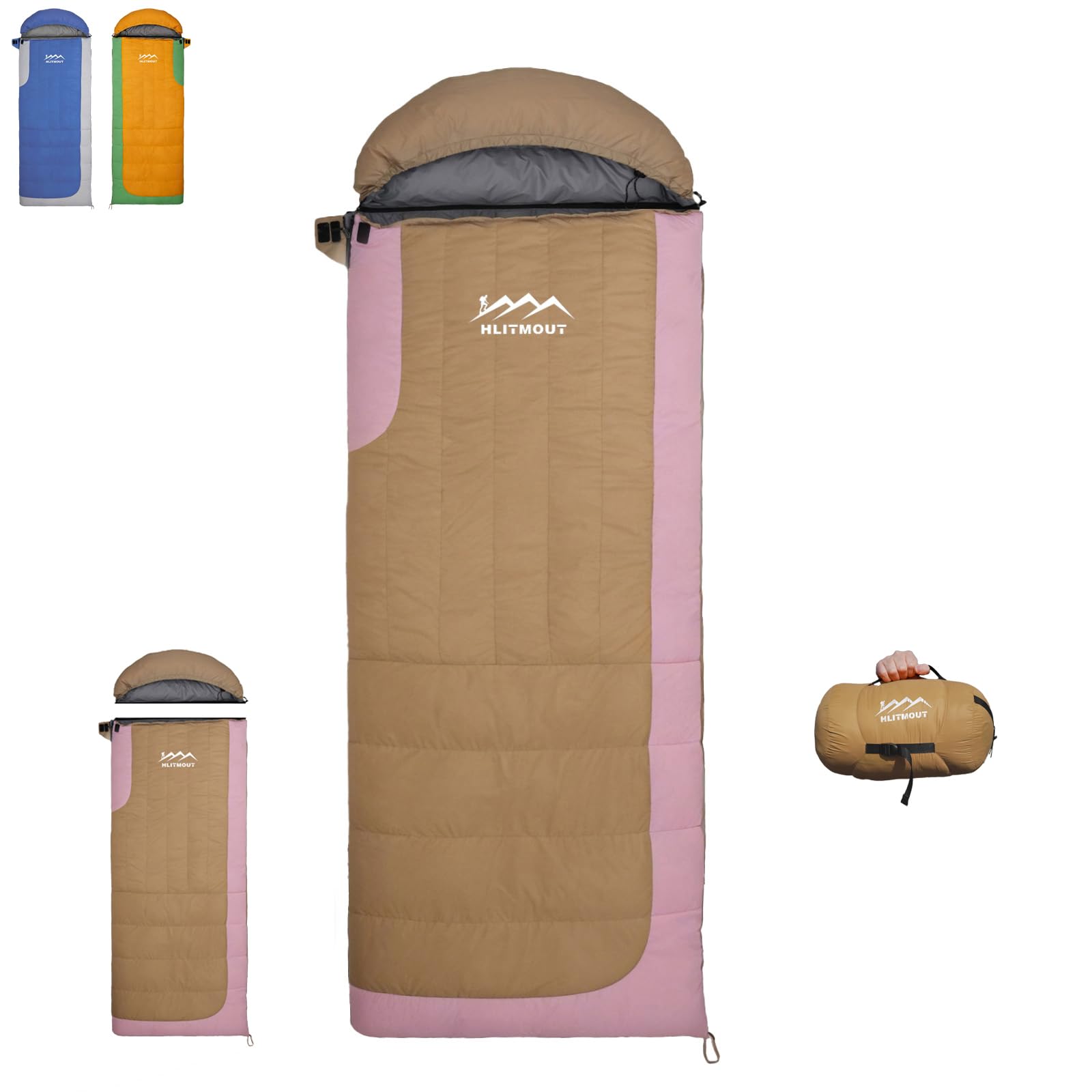 Daunen Deckenschlafsack (Rosa, 0 bis 12 Grad) | leichter kleiner schlafsack für 3~4 Jahreszeiten Camping, Wandern und Trekking
