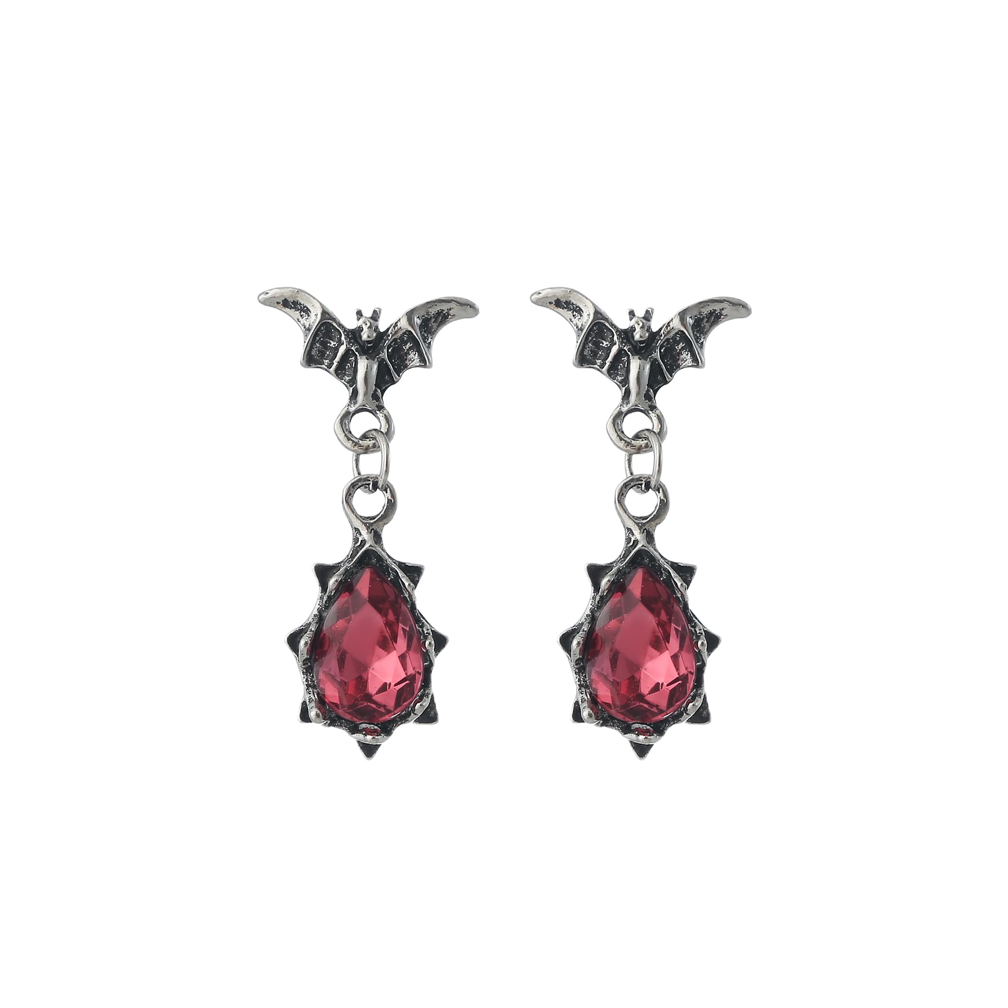 Gothic Dark Bat Zircon Earrings Vintage Red Crystal Bat Dangle Drop Earrings Variety Gothic Vampire Bat Earrings Punk Rock Hip Hop Bat Animal Earrings Halloween Jewelry for Women and Men