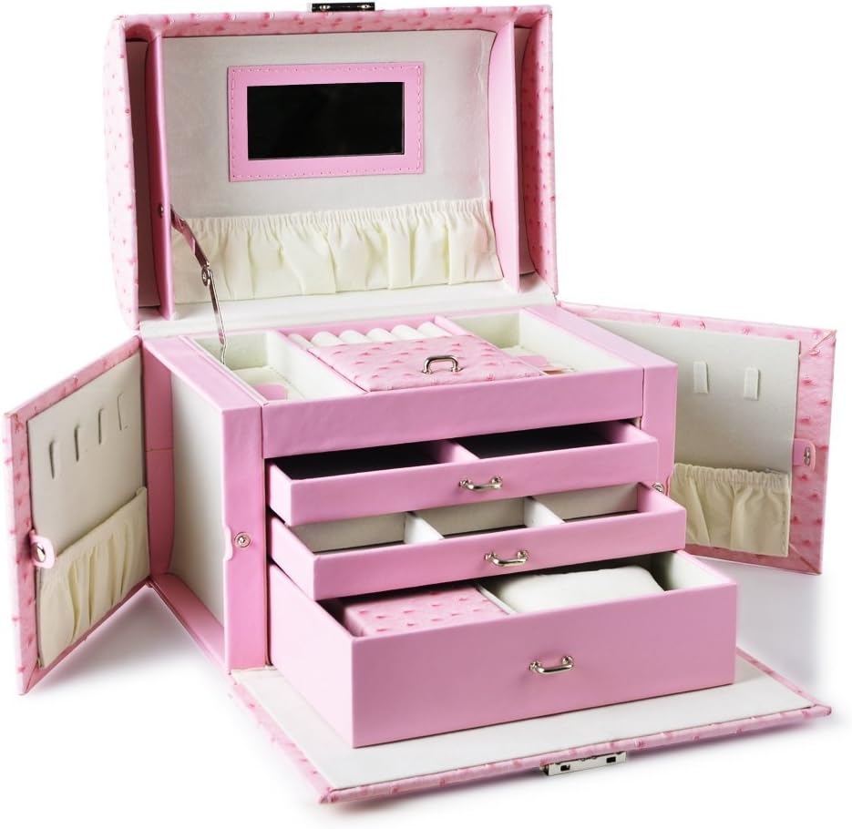 Youngway(TM) Velvet Jewelry Rings Display Organizer, 10 Slots Showcase Storage Box Tray Holder Case - Rose