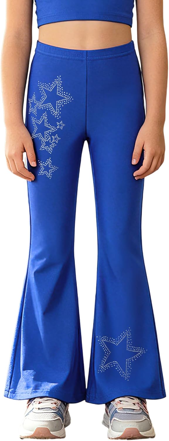 Mufeng Girls Flare Leggings Yoga Pants High Waisted Stretchy Workout Tummy Control Trousers for Cheerleading