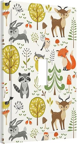 Miniatura 2 de Cubierta decorativa para interruptor de luz de animales del bosque, placa de pared de una sola palanca, 1 placa de interruptor de palanca y cubierta