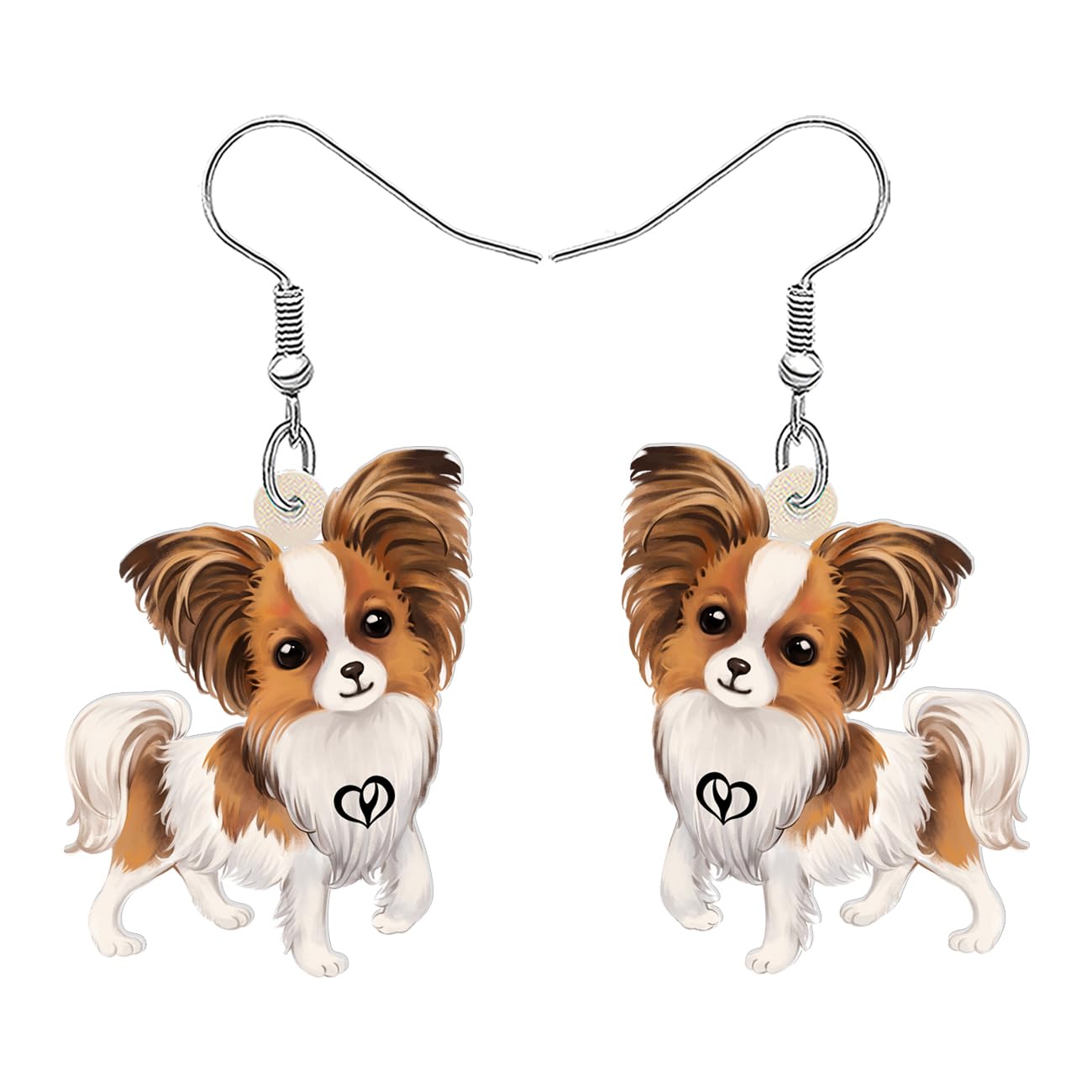 DUOWEI Acrilico Papillon Dog Jewelry Set Orecchini a goccia Collana Ciondolo per donne Ragazze Regali, Acrilico, Nessuna pietra preziosa