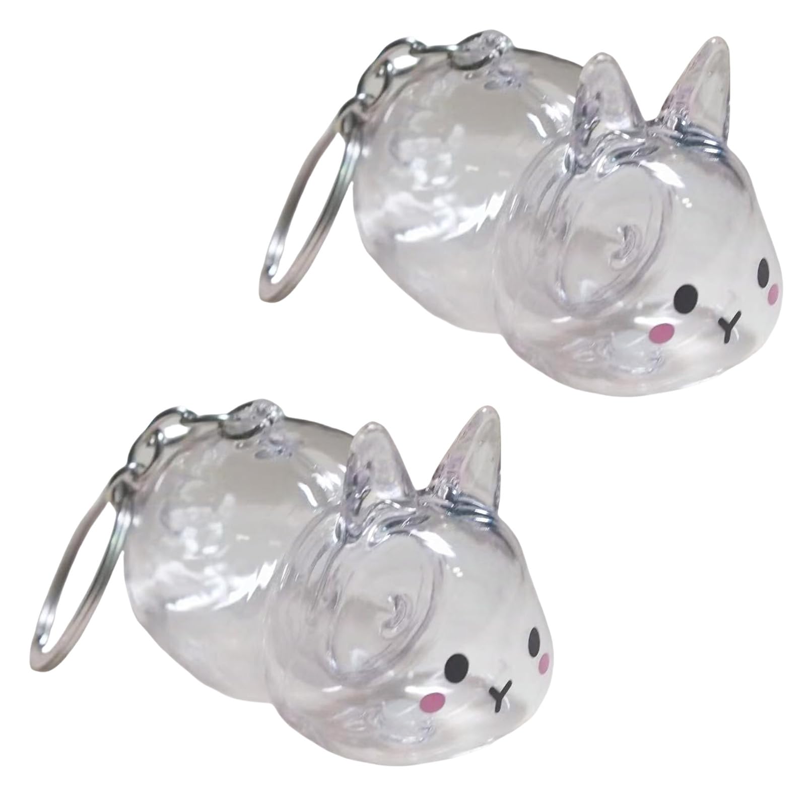 Funny Rabbits Themed Keepsakes Bunnies Hair Container Keyring Decorative Clear Pet Furs Collector Keychain Pendant Gift Decorative Furs Collector Keychain Charm