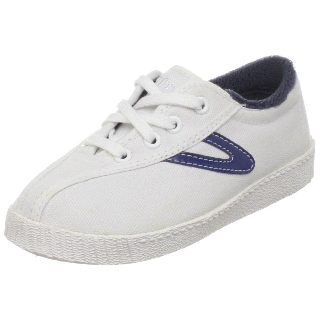 Tretorn Nylite Lace-Up Fashion Sneaker (Infant/Toddler),White/Estate Blue,4 M US Toddler