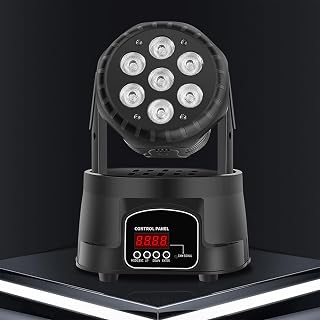 TsoLay Stage Lighting, Moving Head Light with 7 LED Lights and LCD Screen, Auto/Sound Activated/DMX 512 Control, 360° Head-Shaking Function, Ideal for Church/Party/Stage Show/Club/Karaoke