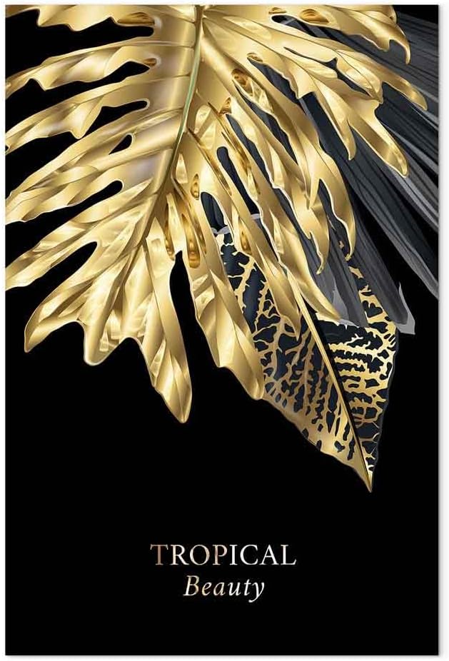 artgeist Acoustic Canvas Wall Art Print Leaves 24x35 in - 1pcs Picture with Acoustic Foam Sound Print Artwork Room Acoustics Soundproofing - Palm Leaves Nature Botanical Black b-C-1006-b-a