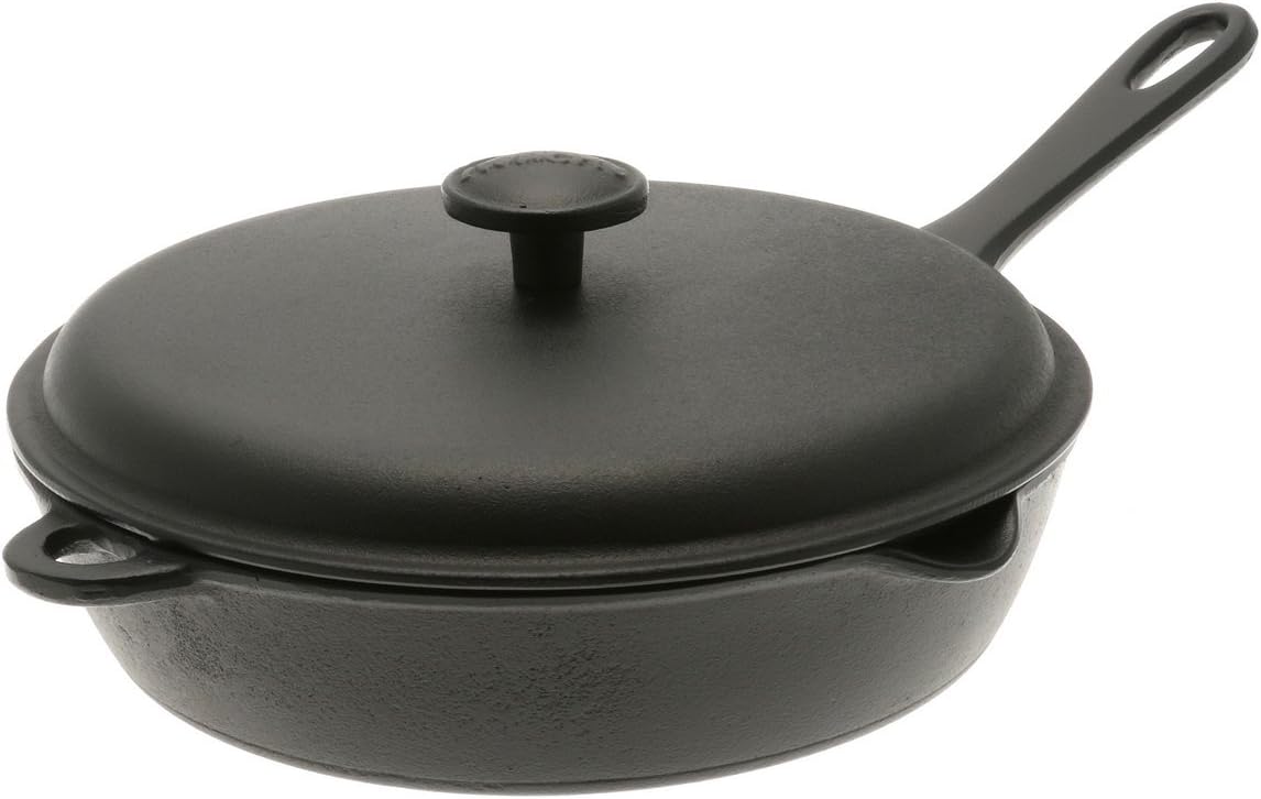 Iwachu 9-1/2" Cast Iron Frying Pan with Lid, Medium, Black
