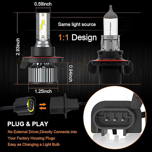 Miniatura 6 de Bombillas LED para faros delanteros compatibles con Jeep Wrangler 2010 2011 2012 2013 2014 2015 2016 2017 2018 2019 2020, 9008H13 haz alto y bajo +