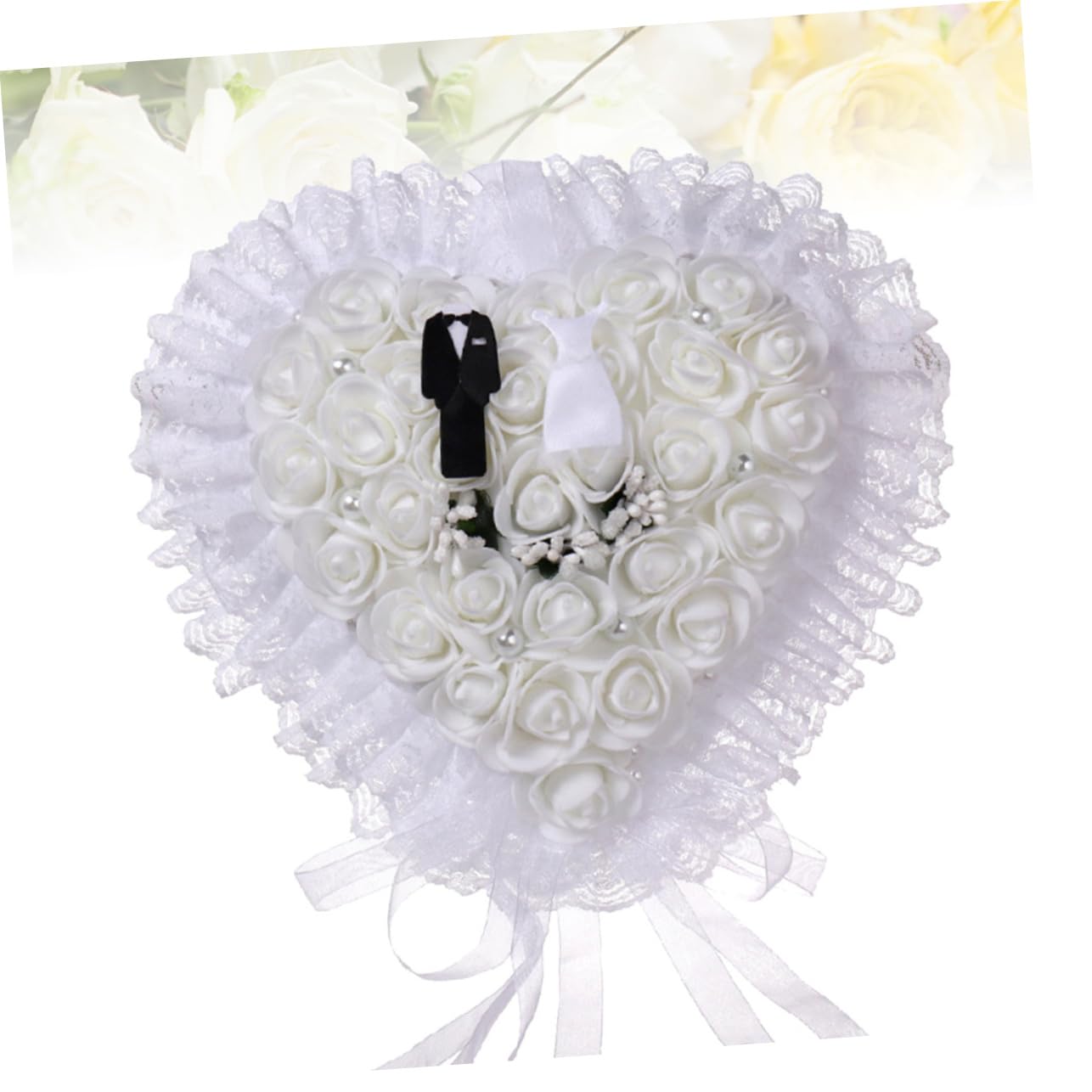 PRETYZOOM 2St weißes Dekokissen Weiße Kissen fürs Bett weißes Körperkissen Vintage Ringkissen Ringe Ringträger zur Hochzeit Eheringträger europäischer Stil Ringschachtel Bräutigam