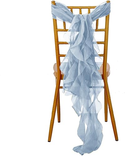 Efavormart - Faja de silla rizada de gasa azul polvoriento disponible en Yaxa Peru