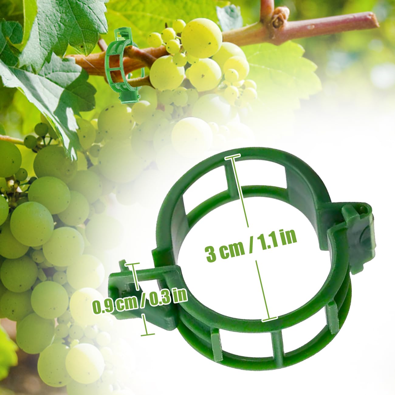 100 clips de plástico seguros para plantas reutilizables para enrejado de tomates 2024, clips de fijación de plantas trepadoras (verde)