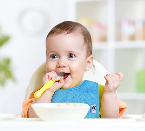 Miniatura 5 de Paquete de 12 baberos de algodón de rizo, baberos unisex con relleno de fibra impermeable para alimentación, dentición, babeo