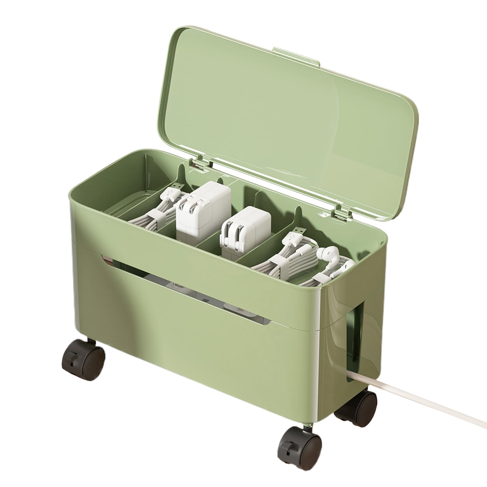 Boîte organisateur de cordons à roulettes pour le rangement de fils