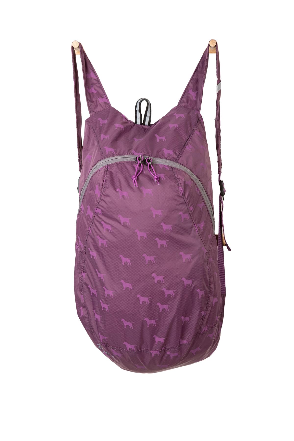 Packable Rucksack 10L Portable Shopper Bag Travel Back Pack 3 Colours (Wagging Dog Purple)