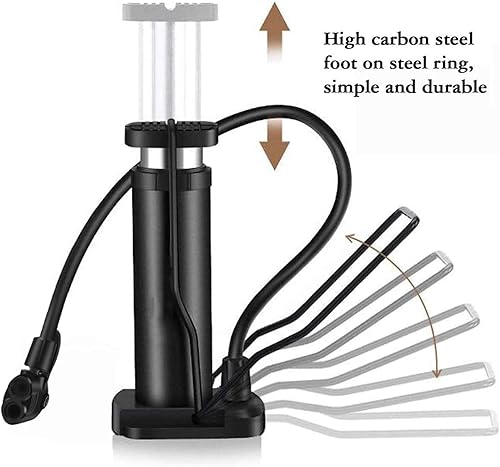 Miniatura 7 de Mini bomba de pie para bicicleta, bomba de pie de 120 PSI, bomba de suelo activada por pie con manómetro extra sensible, bomba de aire portátil con