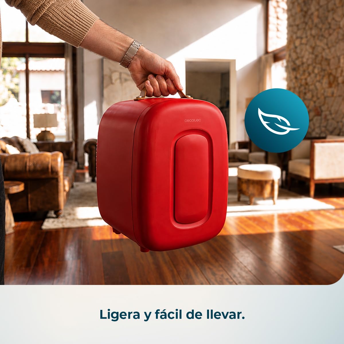 Cecotec Mini Frigorífico Bolero MiniCooling 4L Capri Red. Funciona a 12V y 220V, Especial para Coche y Caravanas, Función de Enfriamiento y Calentamiento, Rango de 7 a 50 Grados, Fácil Transporte