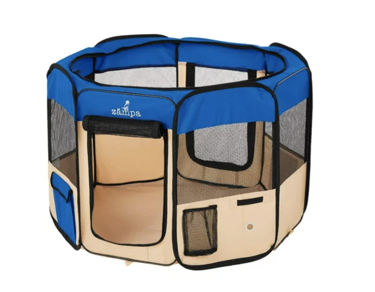 Zampa Dog Playpen Medium 45"x45"x24" Pop Up Portable Playpen for Dogs and Cat, Foldable | Indoor/Outdoor Pen & Travel Pet Carrier + Carrying Case.