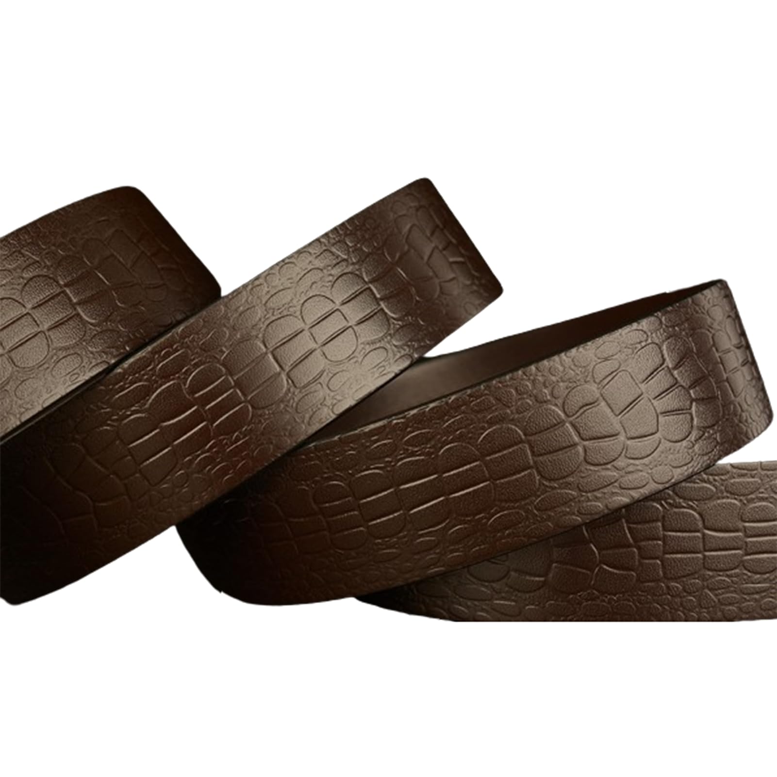 Cinturón De Piel Cocodrilo Con Relieve Trinquete For Hombre, Hebilla Deslizante Automática Cabeza Dragón Plateada