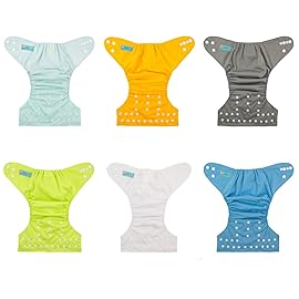 ALVABABY Baby Cloth Diaper 6 Pack with 12 Inserts One Size Cloth Diaper Covers Adjustable Washable Reusable for Baby Girls and Boys