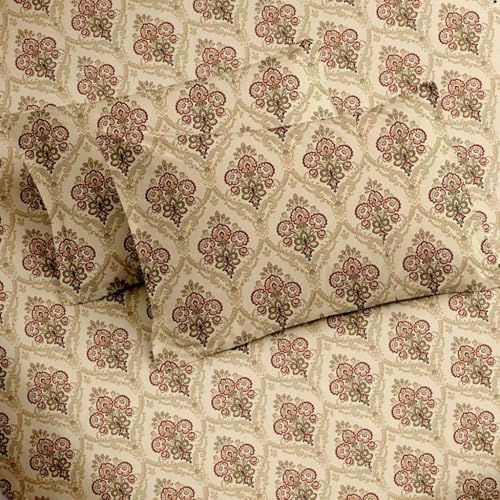 Image of Raymond Bedsheet 100% Cotton Feel Bedsheets 200 TC for Double Bed King Size (108 x108 Inch) with 2 Large Size Pillow Covers | Soft and Breathable | Wrinkle-Free | Premium Printed Design Royal Green