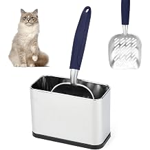 Metal Cat Litter Scoop with Holder, Aluminium Scoop & Stainless Steel Caddy