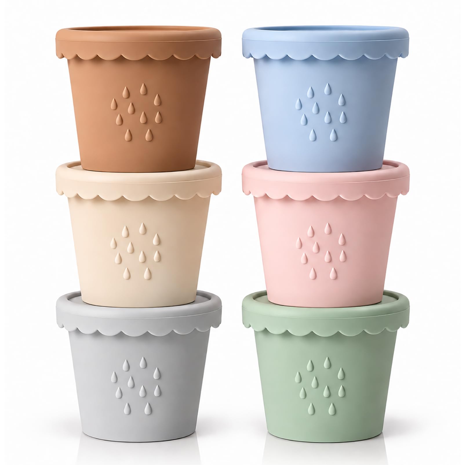 Silicone Baby Food Containers 6 Pack 4oz Baby Food Storage Set, Airtight Leak Proof Baby Feeding Cups, Freezer & Microwave Safe, Stackable Baby Snack Containers, Baby Shower Gift Andy Bear