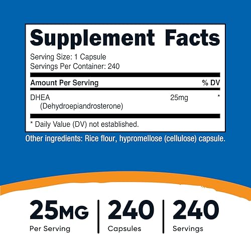 Miniatura 2 de Nutricost DHEA 25 mg, 240 cápsulas - Sin gluten, sin soja, sin OMG, suplemento
